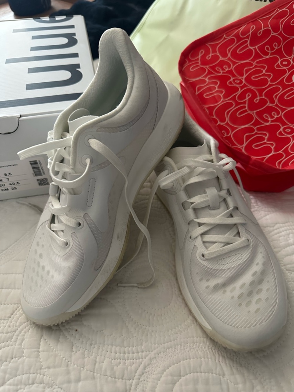 Lululemon White Athletic Sneakers - Clean Minimal Design, 8.5 med.